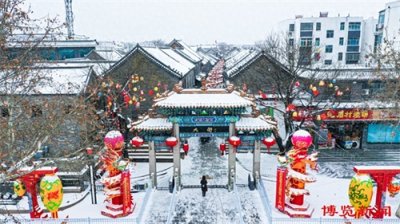 ​博览组图︱周村大街雪打灯