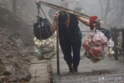 凌晨4点泰山的挑山工大汗淋漓:月薪3千多养活一家人